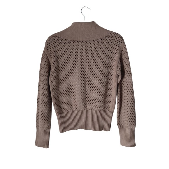 NWOT New VARLEY Lily Knit Polo Tan Perforated Quarter Zip Collared Sweater XS - Picture 3 of 13